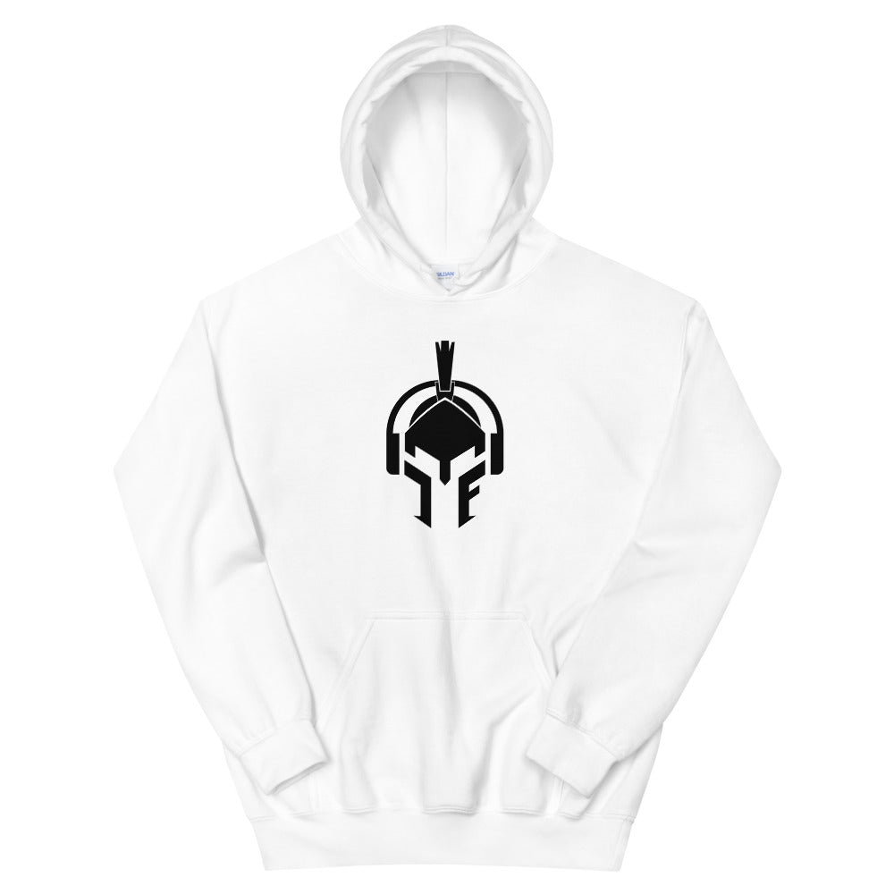 White Hoodie Black Logo